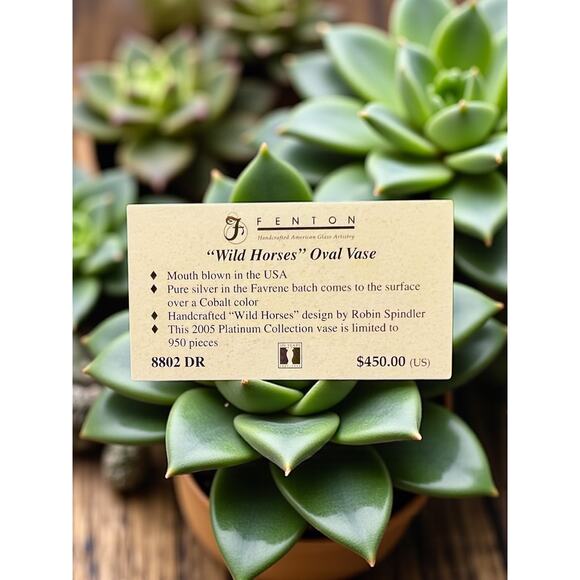 Fenton Favrene Wild Horses Oval Vase-Robin Spindler-Signed Limited Ed-2005-Art - Picture 7 of 8